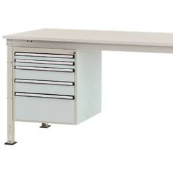 Manuflex ZB4864.7035 Gehäuse-Unterbau Stationär, Nutzhöhe 500 mm mit 5 Schubfächer. Für Tischtiefe 1200 mm