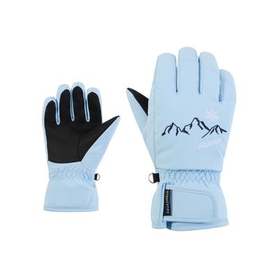 Skihandschuhe ZIENER "LAILLA-Z AQUASHIELD MÄDCHEN", Mädchen, Gr. 6,5, blau (arctic sky), Kunstfaser, Handschuhe, wasserdicht, winddicht, atmungsaktiv, warm, bestickt