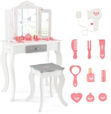 Costway Kids Vanity Set with Tri-folding Mirror-White