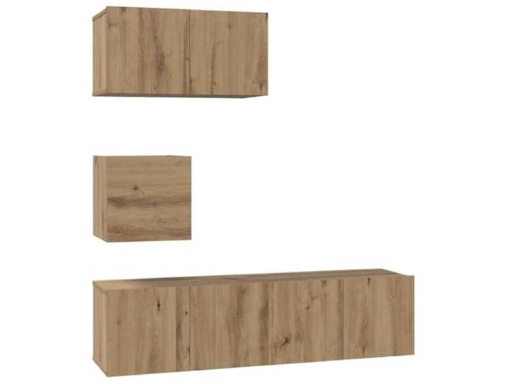 GKHPYURE TV-Möbel-Set 4 Stück Eiche Kunsthandwerk Mehrschichtholz Wandmontage, Scharniertüren, vielseitig einsetzbar, 60 x 30 x 30 cm, für Wohnzimmer