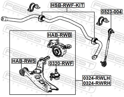 Febest Lagerung, Lenker Hab-Rwb Vorderachse Für Honda