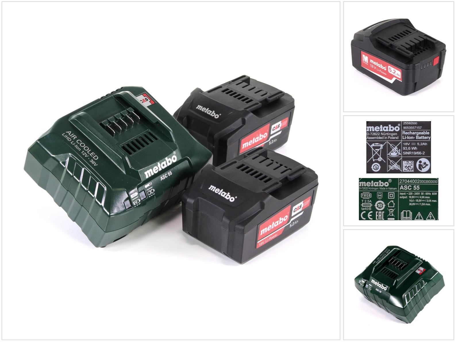 Metabo Basis Accuset 18V Set met 2x 5.2Ah Accu en ASC 55 Lader