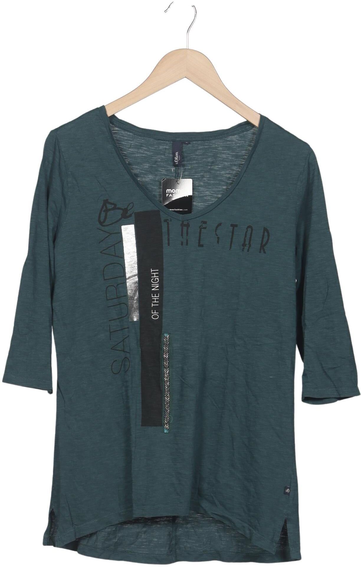 S. Oliver Damen Langarmshirt, Grün, Gr. S, Baumwolle - Second Hand