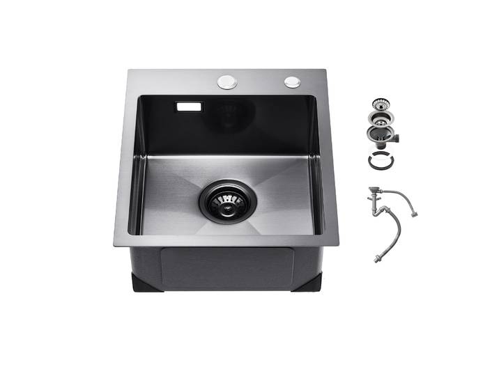 SucceBuy 40-68 pouces évier de cuisine poste de travail 304 éviers à montage supérieur en acier inoxydable lavabo de ferme à cuvette unique encastré pour RV, préparation