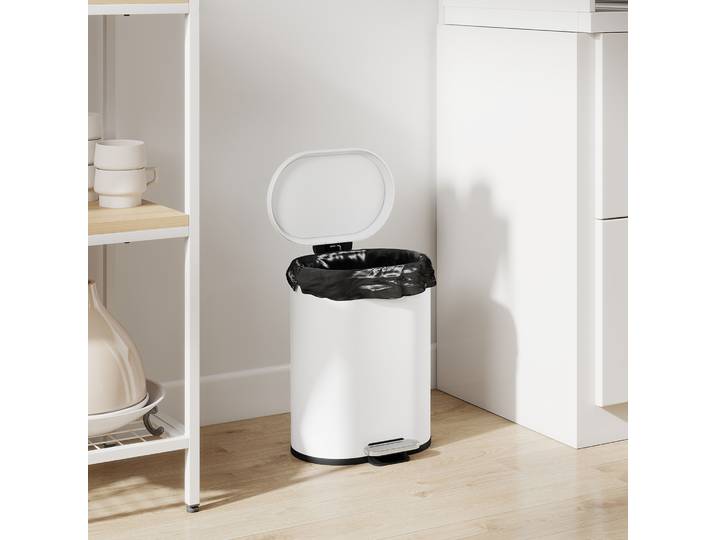 HOMCOM Poubelle à Pédale 12L Soft-Close Blanc