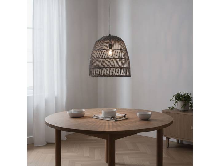 Grijze hanglamp Destin rotan Ø 46,5cm Lyora - 110789