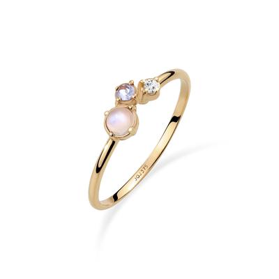 Silberring ELLI DIAMONDS "Ring mit Opal Mondstein Diamant im Brillantschliff (0.015 ct) 375 Gelbgold" Gr. 52, gold, Fingerringe, Damen, 52, Gelbgold 375, Silberring