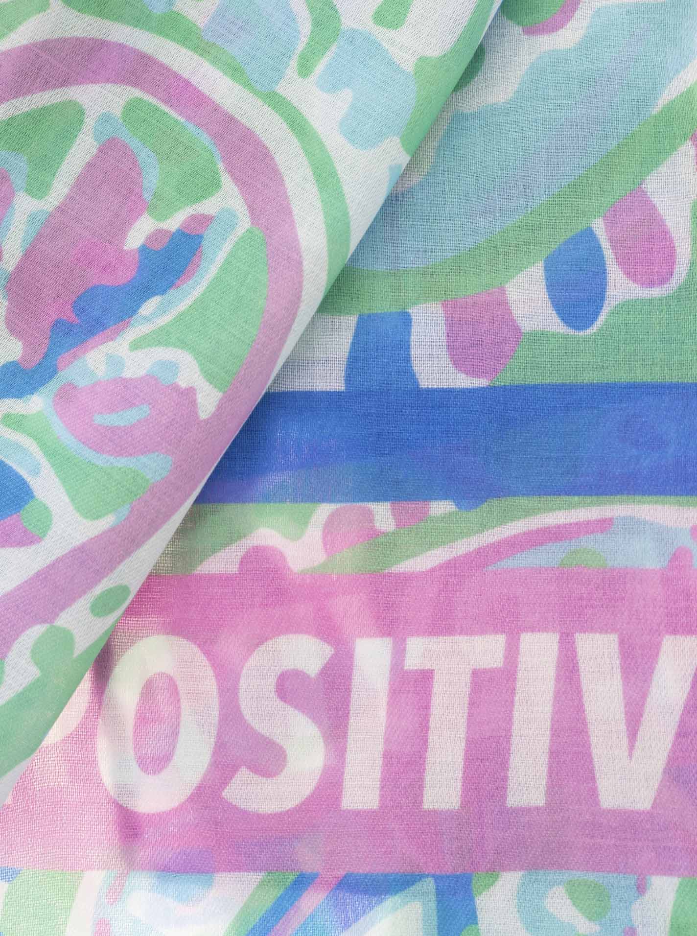 Modeschal ZWILLINGSHERZ "Paisley", Damen, bunt (mint), Kunstfaser, Modetücher Modeschal, transparent, aquarell Print, Schriftzug mint Einheitsgröße