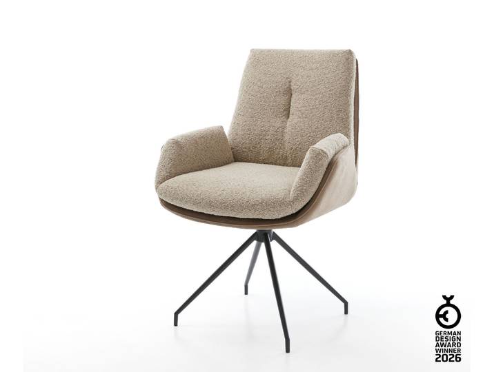 Drehstuhl Clea-Flex Materialmix Schlamm Kreuzgestell konisch Schwarz 180° drehbar, Esszimmerstühle