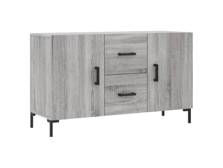 Sideboard Grau Sonoma 100x36x60 cm Holzwerkstoff mit Metallbeinen Stauraumschrank, Tueren, robuste Platte, viel Platz, modernes Design