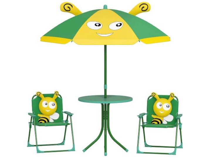 AIYAPLAY Kindersitzgruppe mit Sonnenschirm Höhenverstellbar Dunkelgrün