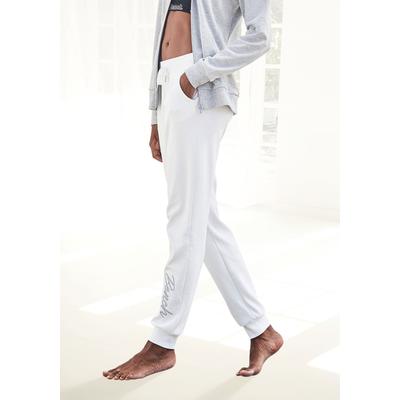Relaxhose BENCH. LOUNGEWEAR, Damen, Gr. 36/38, N-Gr, beige (ecru), Interlock, Obermaterial: 100% Baumwolle, unifarben, bequem lang, Hosen Relaxhose, mit glänzender Logostickerei, Loungeanzug