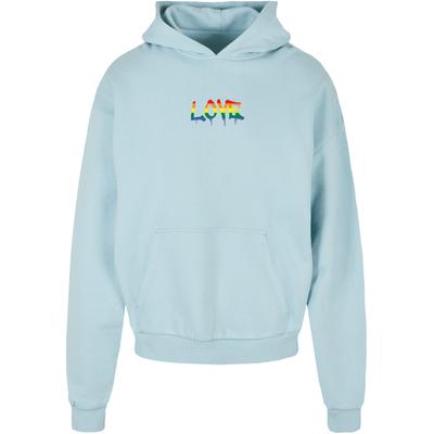 Kapuzenpullover MERCHCODE "Merchcode Love TeddyOversized Hoody", Herren, Gr. XXL, blau (oceanblau), 100% Baumwolle, mehrfarbig, oversize, ohne Ausschnitt, Pullover Kapuzenpullover