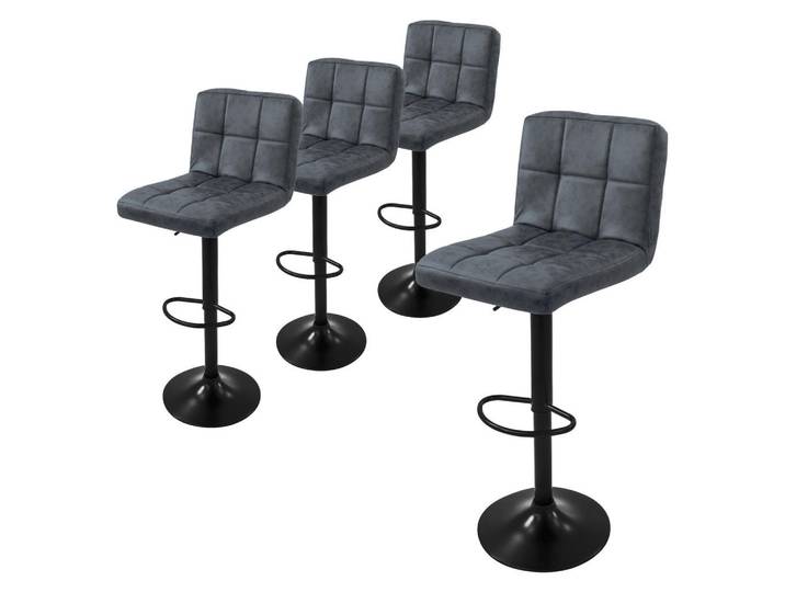 Ml-Design Barhocker 4er Set Kunstleder anthrazit, Anthrazit, Metall, 45x112x50 cm, Esszimmer, Barmöbel, Barhocker