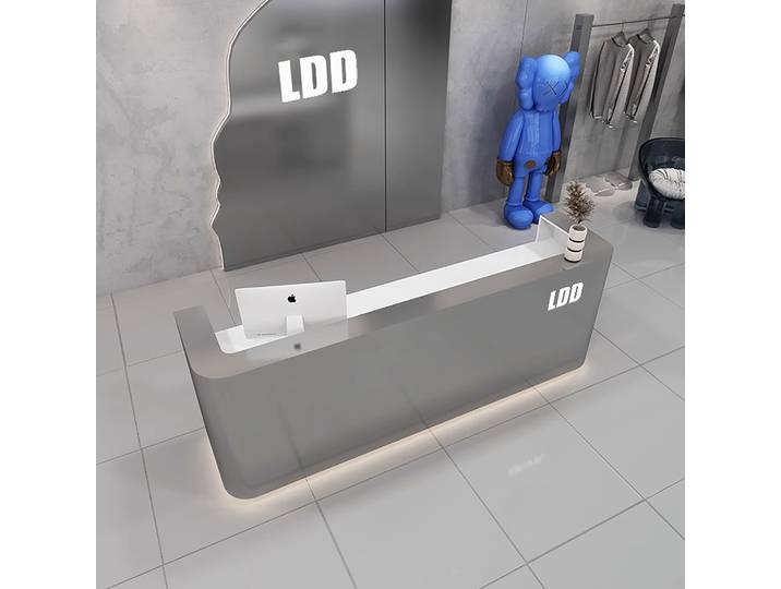 Comptoir de caisse moderne en acier inoxydable, comptoir de service commercial adapté aux salons de beauté et aux zones de service en magasin