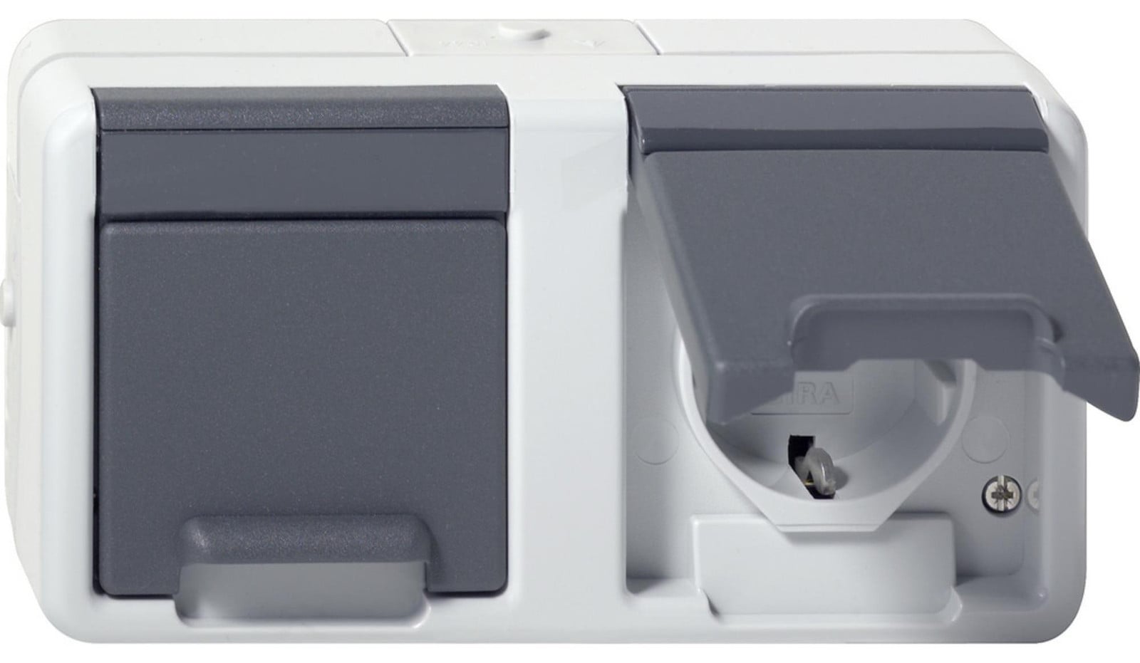 Gira 478130 Schuko dubbele stekkerdoos met afdekkap