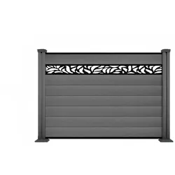 Hardin 1fachgut WPC-Sichtschutzzaun Valla - mit Design 1x Element + 2x Pfosten - Grau