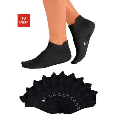 Sneakersocken KANGAROOS "Damen Sneaker Socken, Sportsocken, Sommer Basic", Damen, Gr. 35-38, schwarz, Baumwolle, Elasthan, Polyamid, meliert, uni, elastisch, Socken Sneakersocken, mit verlängertem Bündchen hinten