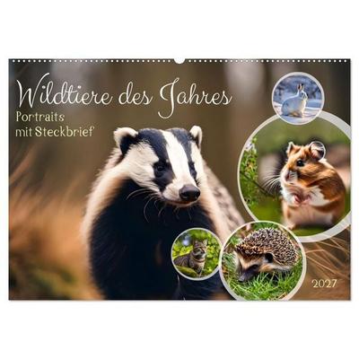 Wildtiere des Jahres (Wandkalender 2027 DIN A2 quer), CALVENDO Monatskalender