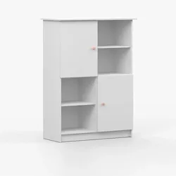REGAL OLAF I 95cm/130cm/43cm Weiß, Griff Rosa