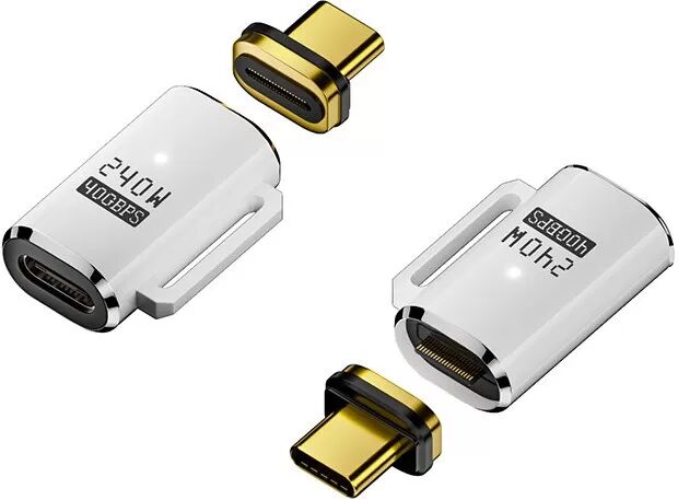 INF Magnetadapter: USB-C Buchse auf USB-C Stecker, 240W Magnetisches Laden Weiß