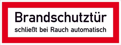 SafetyMarking 21.2548 Hinweisschild Brandschutztür schließt bei Rauch automatisch Folie selbstklebend (B x H) 297mm x 105mm 1St.