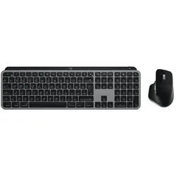 Logitech Master MX Keys S Combo for Mac Tastatur Maus enthalten Heimbüro RF Wireless + Bluetooth QWERTY US International Aluminium, Schwarz