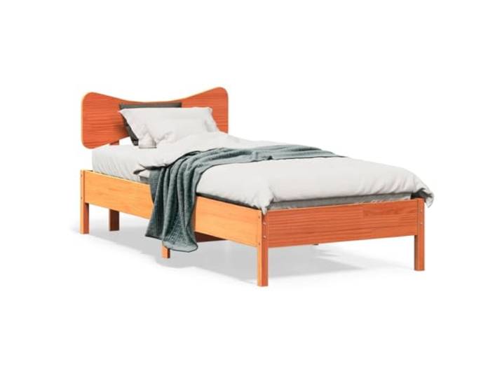 Massives Kiefernholz Stabil Stützbeine Schlafzimmer 75x190 cm Braun Massivholzbett ohne Matratze Wachsbraun 75x190 cm Kiefernholz Stabil Bettgestell mit Kopfteil Lattenrost Schlafzimmer