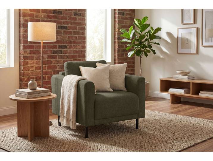 Sessel GOODPRODUCT Sveeva, Breite 78 cm, schwarze Metallfüsse , grün (khaki), B:78cm H:78cm T:85cm, 100% PES, Sessel, Sessel, langlebiger Webstoff, viele Farben zur Auswahl