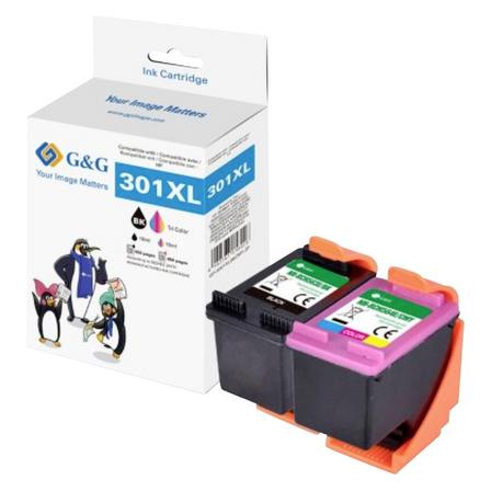 G&G High Quality Patronen 2er Set für HP 301XL BKxC (BK) (15116)