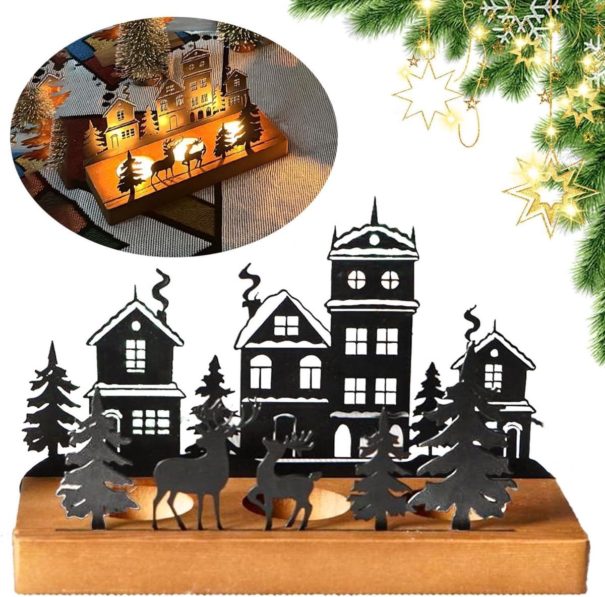 Allecto Plus Kaarsenhouder voor adventskrans - Zwart - Metaal - Modern