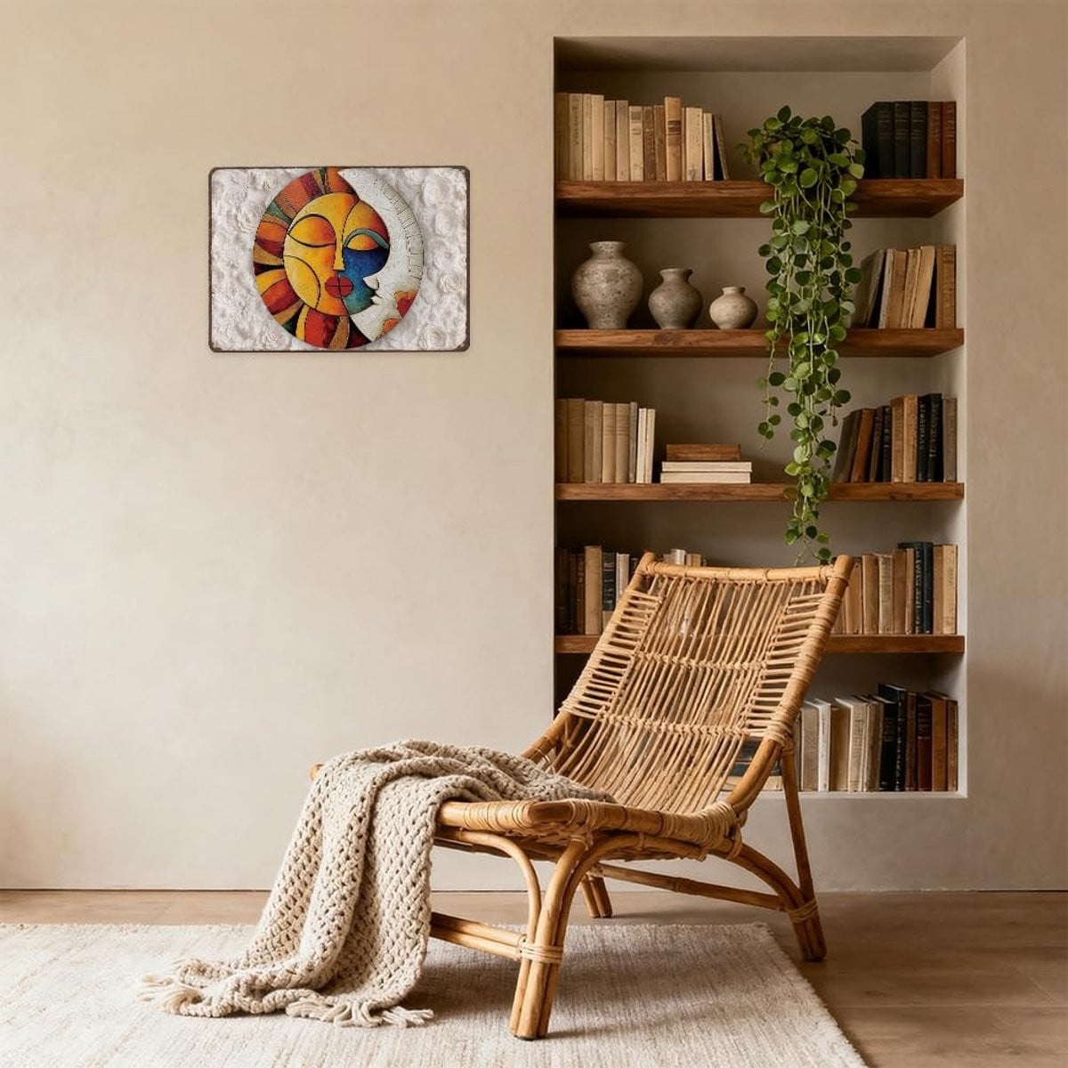 Dailygoods Muurdecoratie 3D Geometrisch Metalen Bord Retro Vintage Stijl 20 x 30 cm