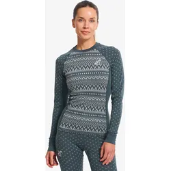 Route Merino Warm Graphic Base Layer Top Damen India Ink/Alloy Grey, Größe:XL - Damen > Funktionsunterwäsche - Blau