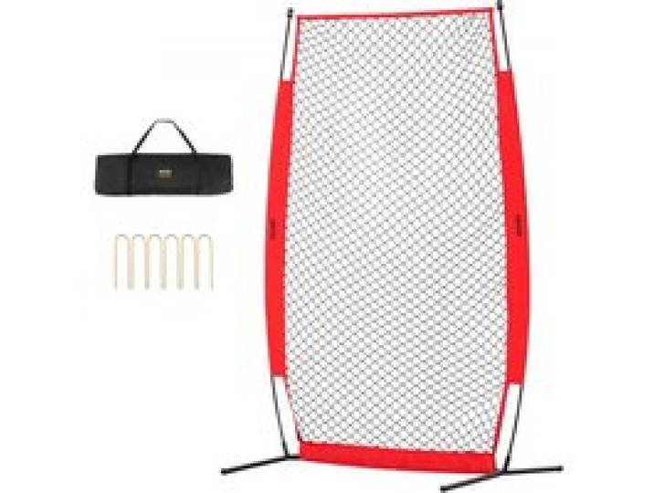 VEVOR I-Type Batting Cage Net 1400 x 1065 x 2180 mm Baseball en Softball Safety Screen Body Protector Draagbaar slagscherm met draagtas en grondpennen, Outdoor Baseball Pitching Net Rood