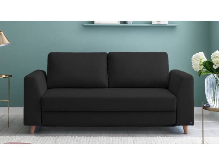 BRUNO Schlafsofa 160cm in Anthrazit Klassik stabiles Massivholz & Boxspringkomfort