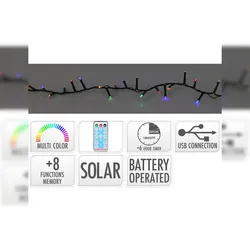 LED-GIRLANDE, 13 MEHRFARBIGE BLINKFUNKTIONEN, SOLAR