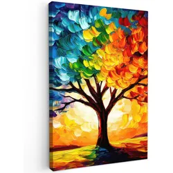 LEINWANDBILD Baum - Kunst - Natur - Sonnenuntergang Wanddeko 40x60 cm