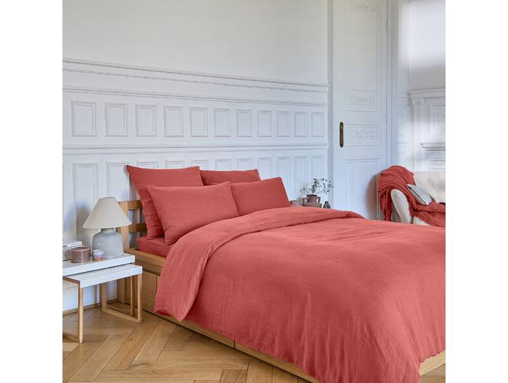 HABITAT - Drap housse en lin - 140 x 200 cm - Terracotta - Brunelle
