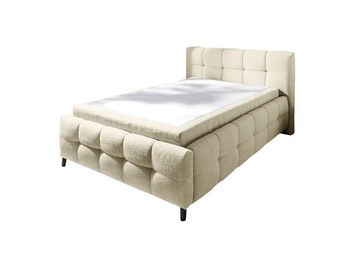 Polsterbett 140 x 200 cm Stoffbezug beige - LUCY