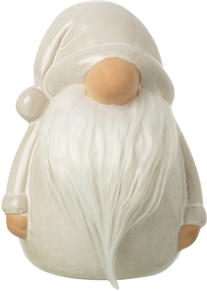 J-Line Kabouter met Baard - Porselein - Grijs - Large