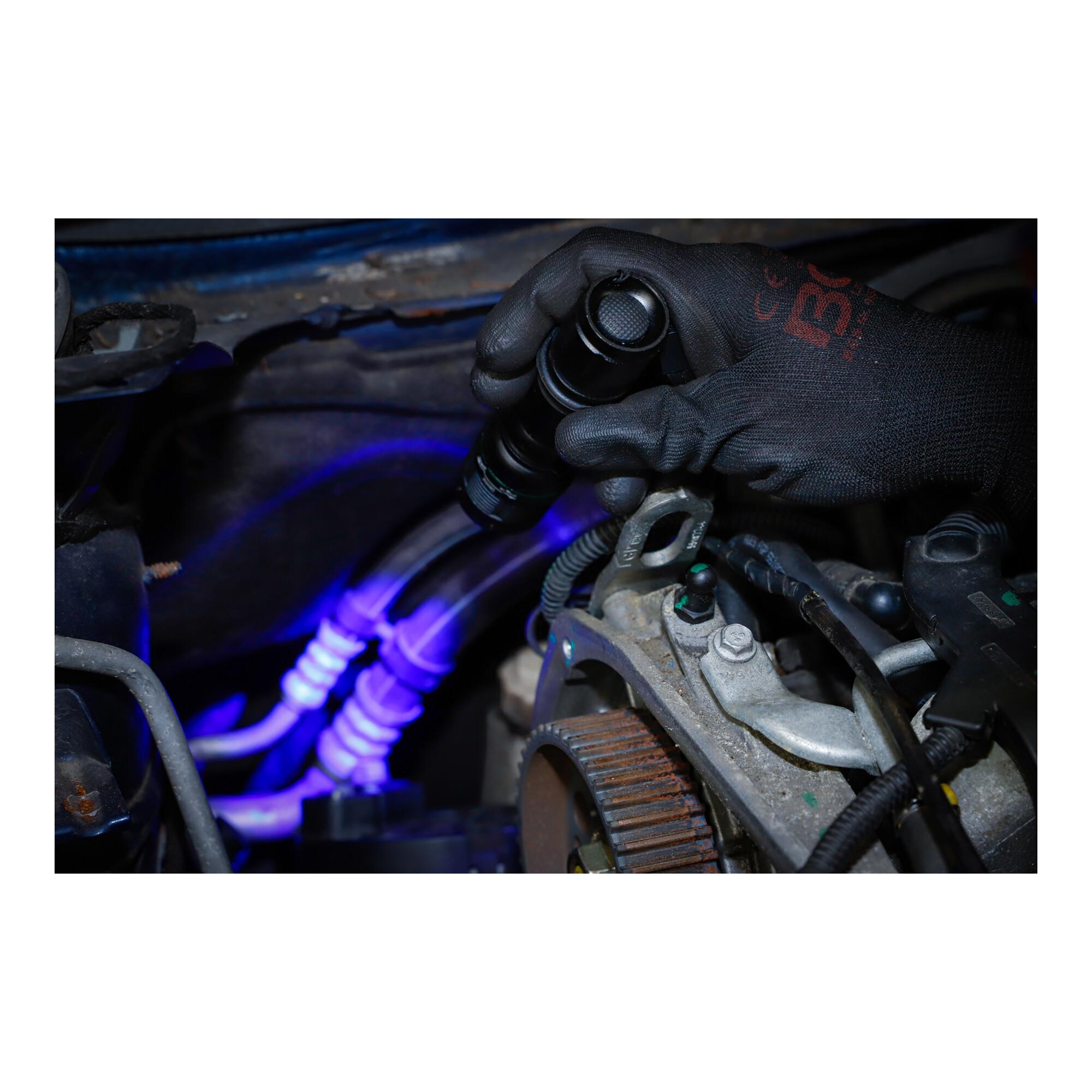 BGS technic UV-Lecksuch-Taschenlampen-Satz mit Zubehör aus Kunststoff und Metall mit Taschenlampe und Brille für Lecksuche, 3710)