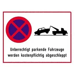 Schild Parkverbot Alu mit Bild und Symbol