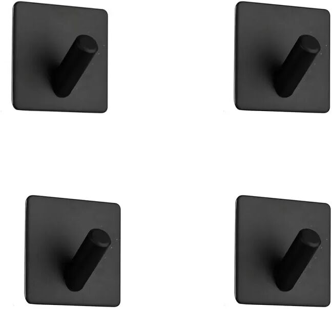 INF Unsichtbare Klebehaken, quadratische Wandhaken aus Edelstahl (4er-Pack) Schwarz
