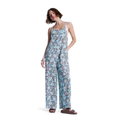 Jumpsuit ROXY "Hibiscus Haze", Damen, Gr. L, blau (braunie hibiscus hype), Obermaterial: 60% Baumwolle, 40% Viskose., Overalls Jumpsuit