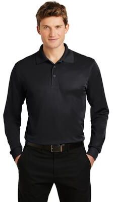 Sport-Tek ST657 Long Sleeve Micropique Sport-Wick Polo Shirt in Black size Small   Polyester