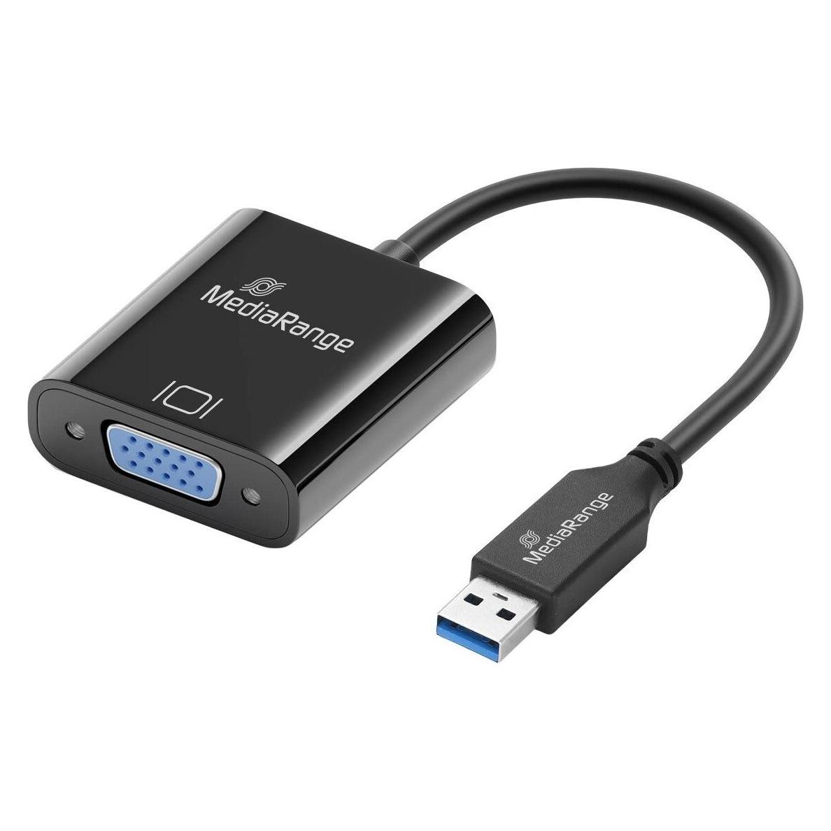 MediaRange USB-A 3.0 auf VGA (HD15) Video Konverter, 20cm, Schwarz (VGA) (MRCS230)