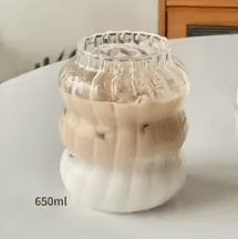 Uplift Curations Heat Resistant Striped Glass Tumbler Transparent Coffee, Tea & Juice Cup (410ml 530ml 650ml) 650ml