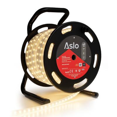 7W LED-Band auf Aufwickler 25m - Lichterkette Weiß 4000K - Für Innen- und Außenbereich Fassade Haus Veranstaltung ASLO