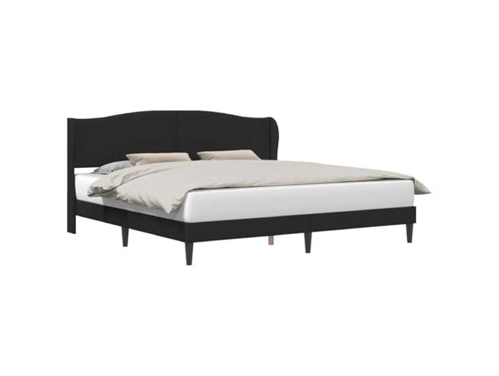 PUGYNBK Bettgestell, gepolstert, Schwarz, 180 x 200 cm Starker fester Lattenrost, konische Beine, minimalistisches Design, einfache Reinigung