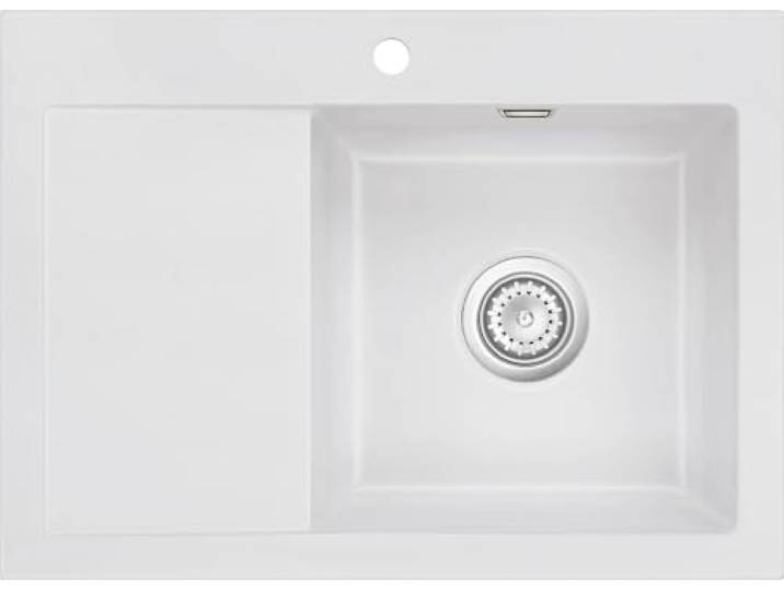 Flächenbündige Spüle MERA 70 F SATIN mit Becken rechts u. Handbetätigung